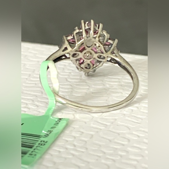 Vintage Sterling Silver Signed STS Flower Rhodolite Garnet Ring  sz 9 - Picture 5 of 12
